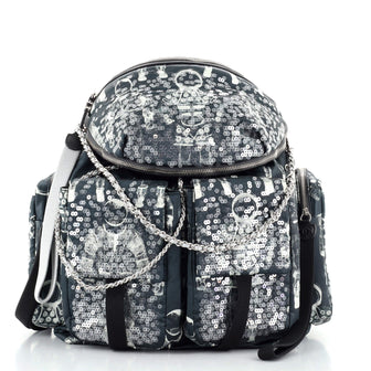 Chanel Astronaut Essentials Backpack Sequin Embellished Printed Nylon Large