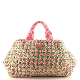 Prada Canapa Tote Raffia Crochet Large