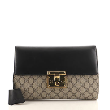 Gucci Padlock Clutch GG Canvas and Leather Large
