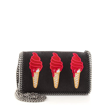 Stella McCartney Falabella Flap Crossbody Bag Shaggy Deer with Applique Small