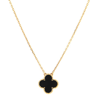 Van Cleef & Arpels Vintage Alhambra Pendant Necklace 18K Yellow Gold and Onyx