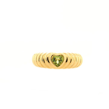 Tiffany & Co. Ribbed Friendship Heart Ring 18K Yellow Gold with Peridot