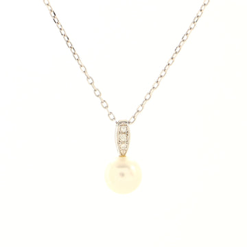 Mikimoto Morning Dew Pendant Necklace 18K White Gold with Diamonds and Akoya Cultured Pearl 7mm