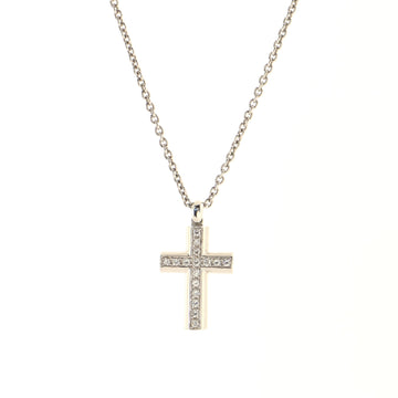 Bvlgari Latin Cross Necklace 18K White Gold and Diamonds