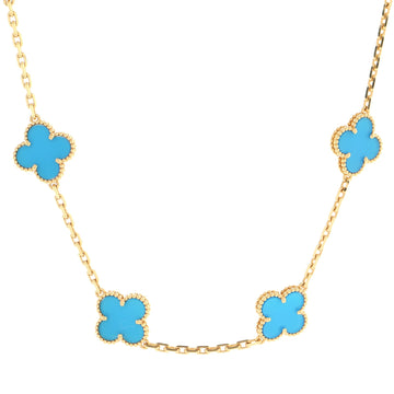 Van Cleef & Arpels Vintage Alhambra 10 Motifs Necklace 18K Yellow Gold and Agate