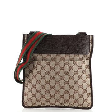 Gucci Vintage Web Crossbody Bag GG Canvas with Leather Small