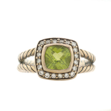 David Yurman Petite Albion Ring Sterling Silver with Peridot and Diamonds 7mm