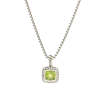 David Yurman Petite Albion Pendant Necklace Sterling Silver with Peridot and Diamonds
