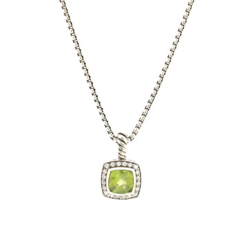 David Yurman Petite Albion Pendant Necklace Sterling Silver with Peridot and Diamonds
