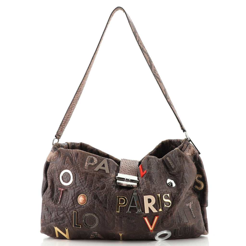 Louis Vuitton Limited Edition Black Monogram Collage Lutece Bag