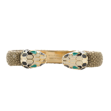 Bvlgari Serpenti Forever Bangle Bracelet Metal with Enamel and Karung