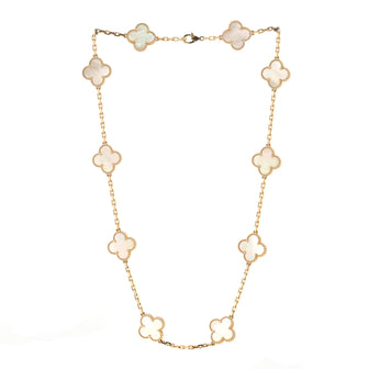 Van Cleef & Arpels Vintage Alhambra 10 Motifs Necklace 18K Yellow Gold and Mother of Pearl