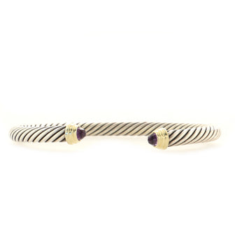 David Yurman Cable Classic Bracelet Sterling Silver with 14K Yellow Gold and Amethyst 5mm