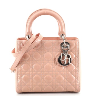 Christian Dior Lady Dior Bag Cannage Quilt Patent Medium