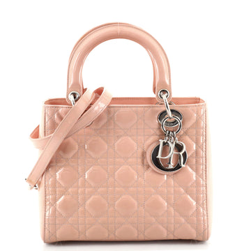 Christian Dior Lady Dior Bag Cannage Quilt Patent Medium