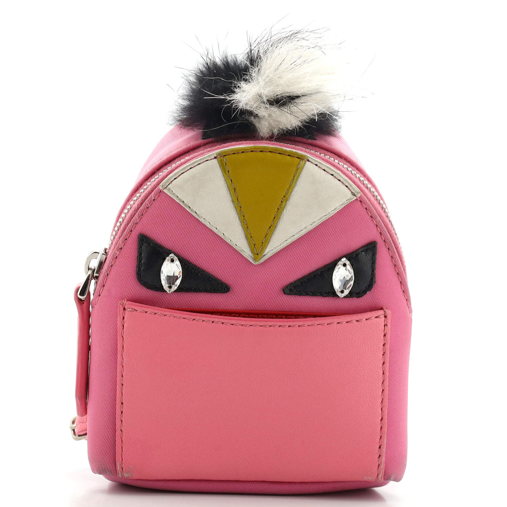 fendi mini backpack charm Fendi Monster Backpack Bag Charm Nylon with Leather and Fur Micro 121250