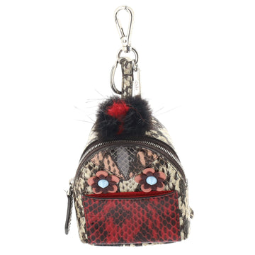 Fendi Flowerland Monster Backpack Bag Charm Python with Fur Micro