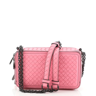 Bottega Veneta Double Zip Chain Crossbody Bag Intrecciato Nappa