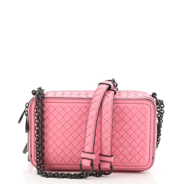 Bottega Veneta Double Zip Chain Crossbody Bag Intrecciato Nappa