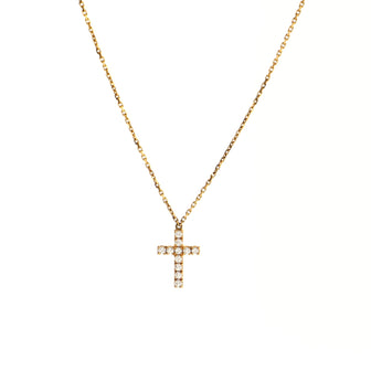 Cartier Cross Pendant Necklace 18K Rose Gold with Diamonds