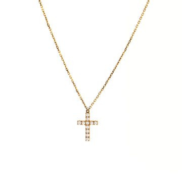 Cartier Cross Pendant Necklace 18K Rose Gold with Diamonds