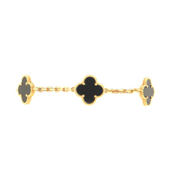 Van Cleef & Arpels Vintage Alhambra 5 Motifs Bracelet 18K Yellow Gold and Onyx