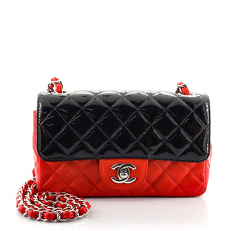 Chanel Bicolor Classic Single Flap Bag Quilted Patent Mini