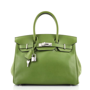 Hermes Birkin Handbag Green Swift with Palladium Hardware 30