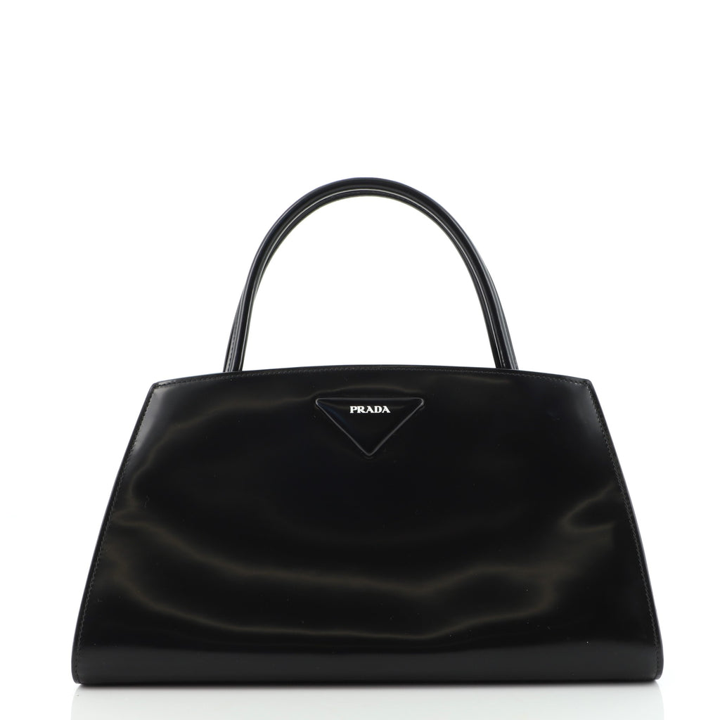 Prada Zipped Compartment Top Handle Bag Brushed Leather Large
