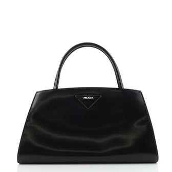 Prada Zipped Compartment Top Handle Bag Brushed Leather Large