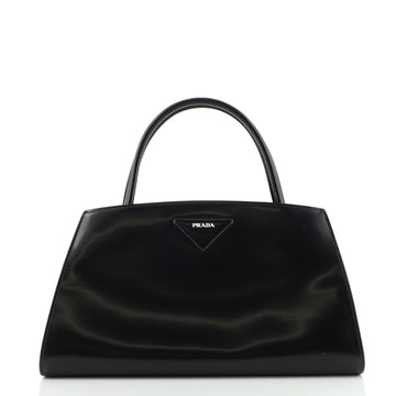 Prada Zipped Compartment Top Handle Bag Brushed Leather Large