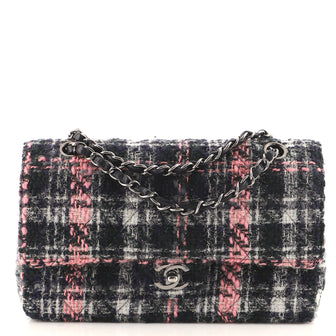 Chanel Vintage Classic Double Flap Bag Quilted Tweed Medium