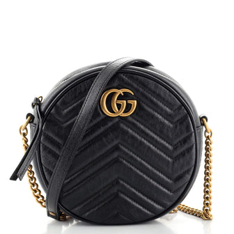 Gucci GG Marmont Round Shoulder Bag Matelasse Leather Mini