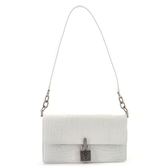 Balenciaga Lock Bag Crocodile Embossed Leather Medium
