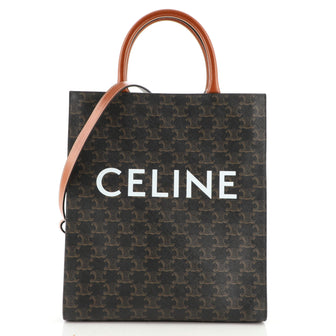 Celine Vertical Cabas Tote Triomphe Coated Canvas Small