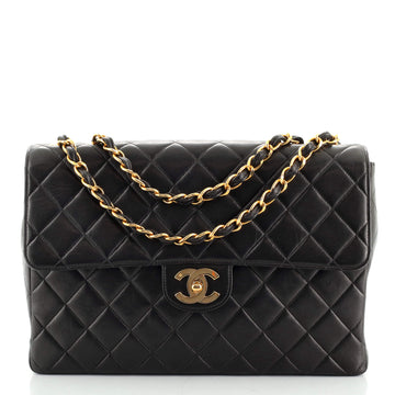 Chanel Vintage Classic Single Flap Bag Quilted Lambskin Jumbo