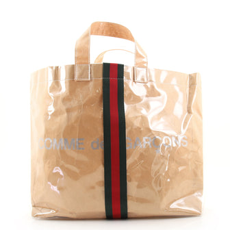 Gucci Comme de Garcons Web Shopping Tote PVC and Paper Large