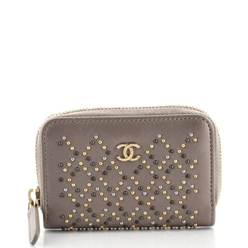 Chanel CC Zip Coin Purse Studded Lambskin
