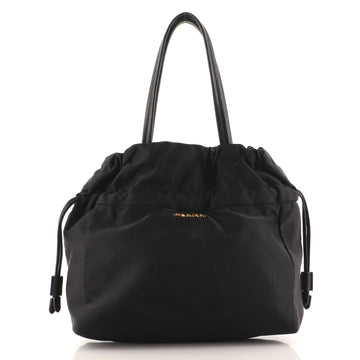 Prada Logo Drawstring Tote Tessuto Small
