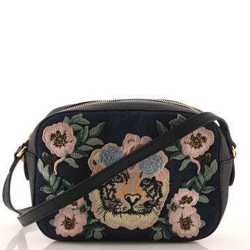 Gucci Camera Crossbody Bag Embroidered Denim Small