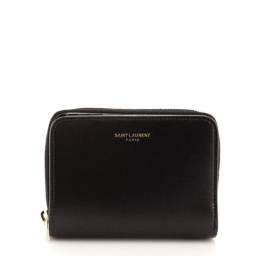 Saint Laurent Logo Zip Around Wallet Leather Compact