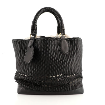 Open Shopping Tote Woven Leather Large