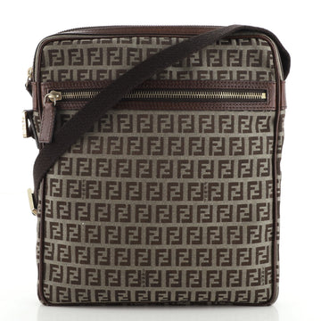 Fendi Vintage Zip Messenger Bag Zucchino Canvas Medium