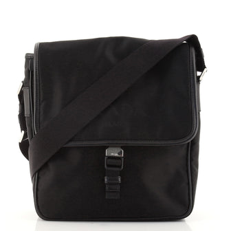 Prada Logo Flap Messenger Bag Tessuto Small