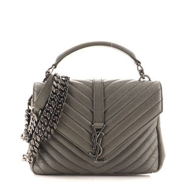 Saint Laurent Classic Monogram College Bag Matelasse Chevron Leather Medium