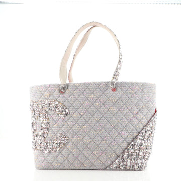 Chanel Cambon Tote Quilted Tweed Large