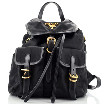 Prada Double Front Pocket Backpack Tessuto Small