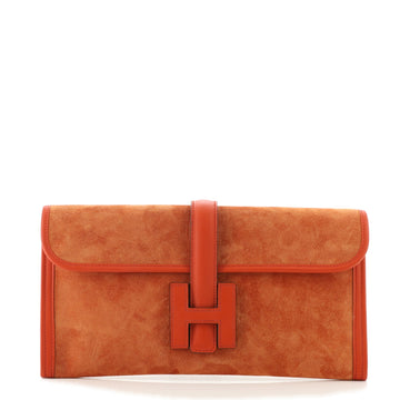 Hermes Jige Elan Clutch Doblis Suede 29