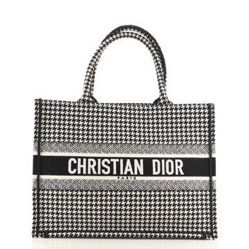 Christian Dior Book Tote Houndstooth Canvas Small