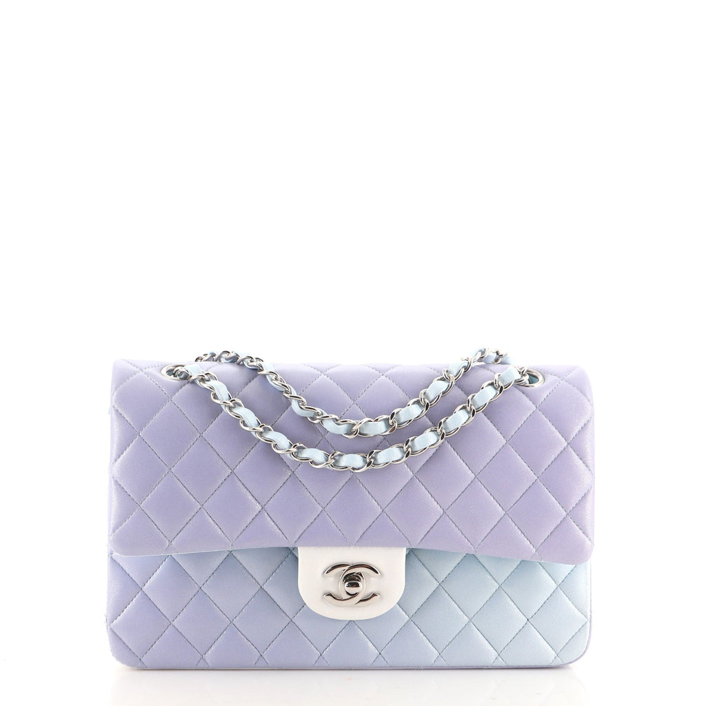 Chanel Classic Double Flap Bag Quilted Ombre Lambskin Medium Blue 121292444